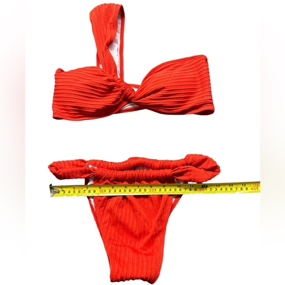 ZAFUL women’s red ribbed one shoulder bikini set size Medium NWT - Picture 5 of 7